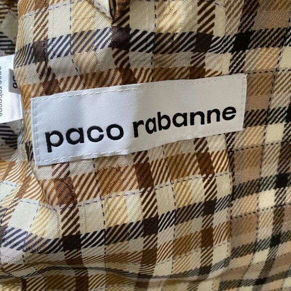 PACO RABANNE Brown Check Blazer jacket Wool, Size 36 or US4 - Picture 14 of 16